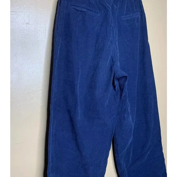 Christine Alcalay Blue Corduroy Straight Leg Ankle Length Pants
